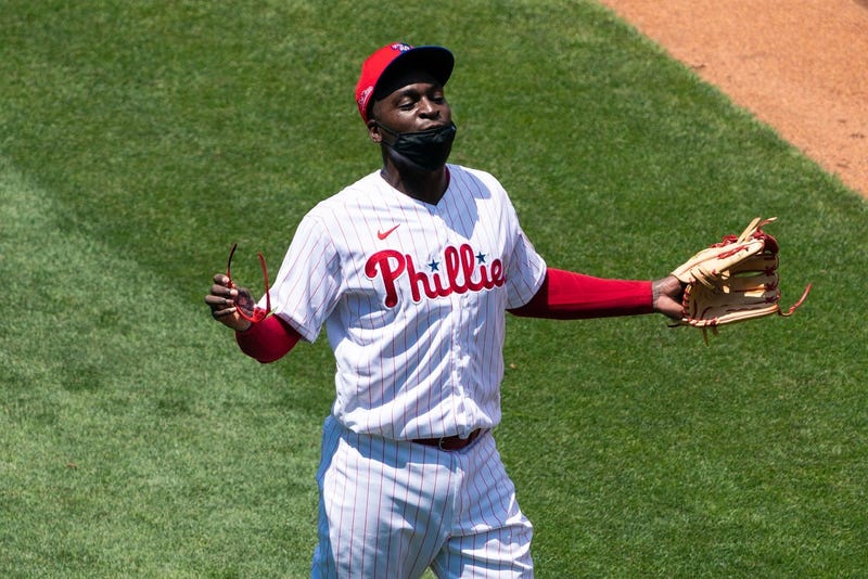 Philadelphia Phillies shortstop Didi Gregorius (18) during workouts at Citizens Bank Park. 