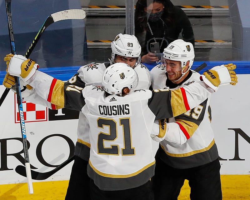 Golden Knights celebrate following a goal against the St. Louis Blues on August 6th 2020