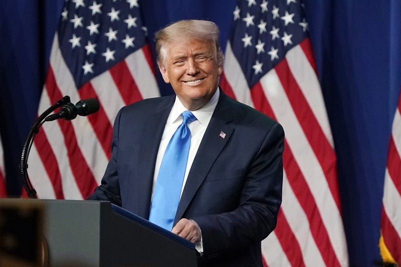 President Donald Trump speaks during the first day of the Republican National Convention Monday, Aug. 24, 2020, in Charlotte, N.C.