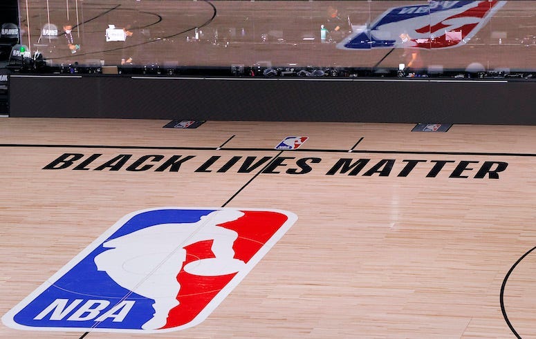 NBA Court, Black Lives Matter, Logo, Empty, Bench