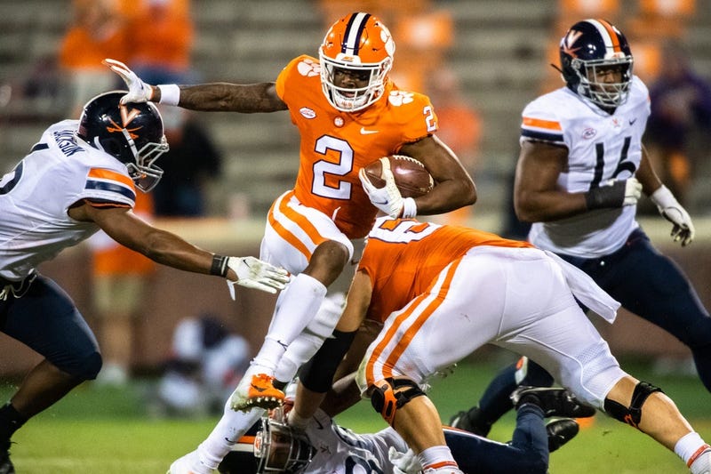 Clemson wide receiver Frank Ladson Jr. (2) runs the ball during their game against Virginia at Memorial Stadium.