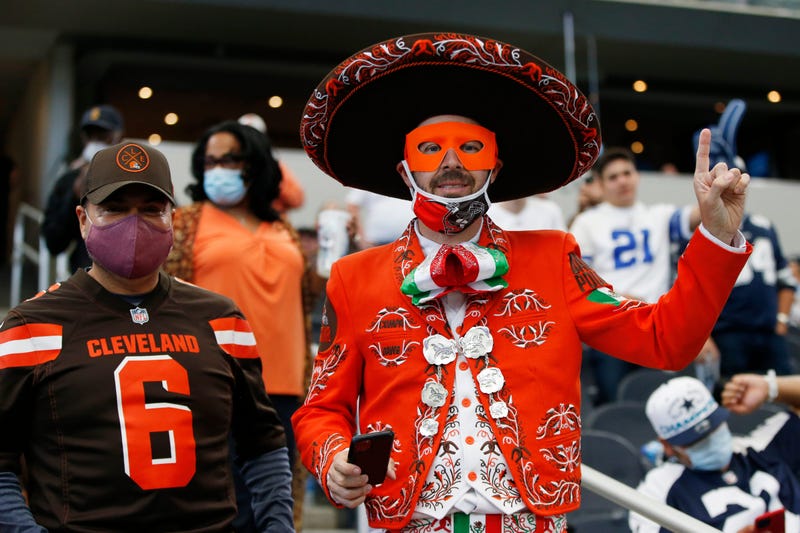 Oct 4, 2020; Arlington, Texas, USA; Cleveland Browns fans celebrate a wOct 4, 2020; Arlington, Texas, USA; Cleveland Browns fans celebrate a win against the Dallain against the Dallas Cowboys at AT&T Stadium. Mandatory Credit: Tim Heitman-USA TODAY Sports