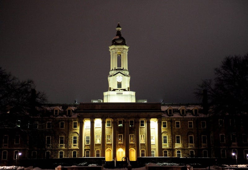 Exterior view of Old Main on the campus of Penn State
