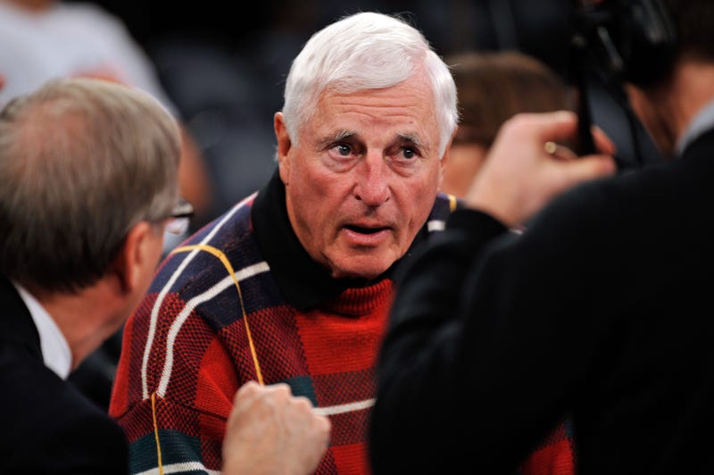 Former NCAA Men's Basketball coach Bobby Knight looks on before the Alabama Crimson Tide and Drexel Dragons NIT Season Tip-Off game at Madison Square Garden. Drexel won the game 85-83 in triple overtime.