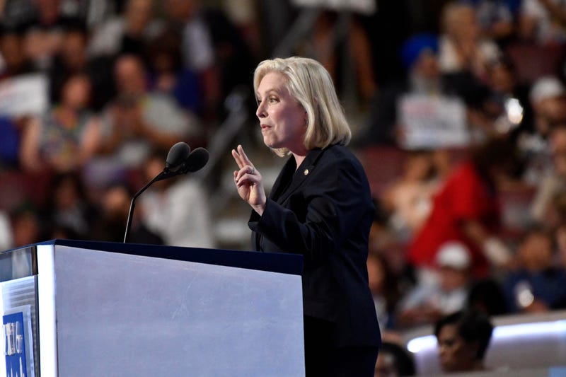 Jul 25, 2016; Philadelphia, PA, USA; Kirsten Gillibrand, D-NY, speaks during the 2016 Democratic National Convention at Wells Fargo Arena.