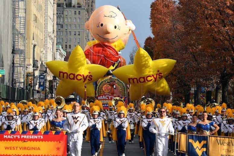 Macy's Thanksgiving Day Parade, Turkey, West Virginia Band, Charlie Brown, 2016