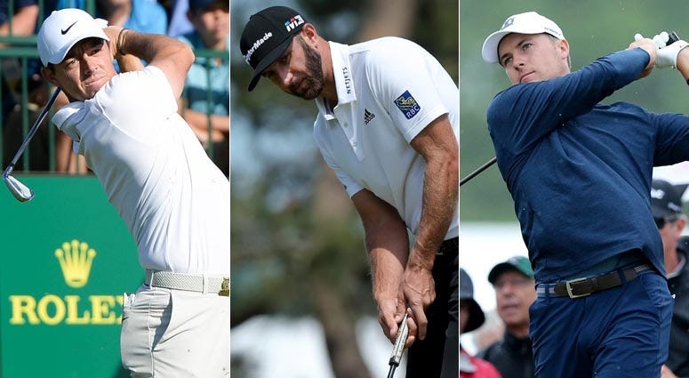 From left, Rory McIlroy, Dustin Johnson and Jordan Spieth