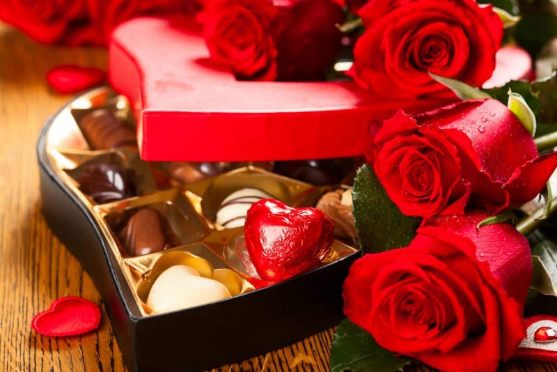 valentines chocolates and roses