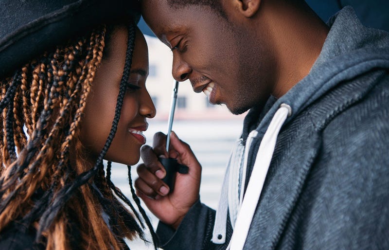 An African-American couple in love