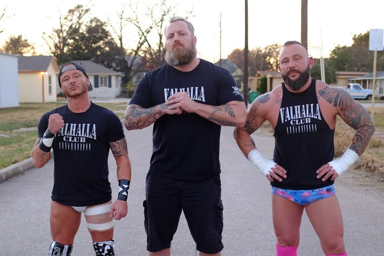 Members of The Valhalla Club, a veteran wrestling organization featured on Comedy Central's Klepper