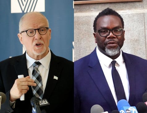 Paul Vallas and Brandon Johnson photos