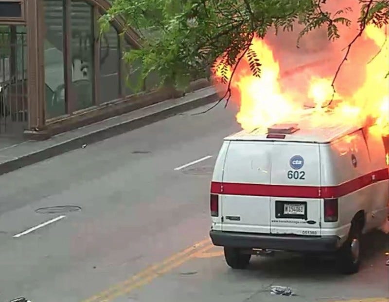 van on fire