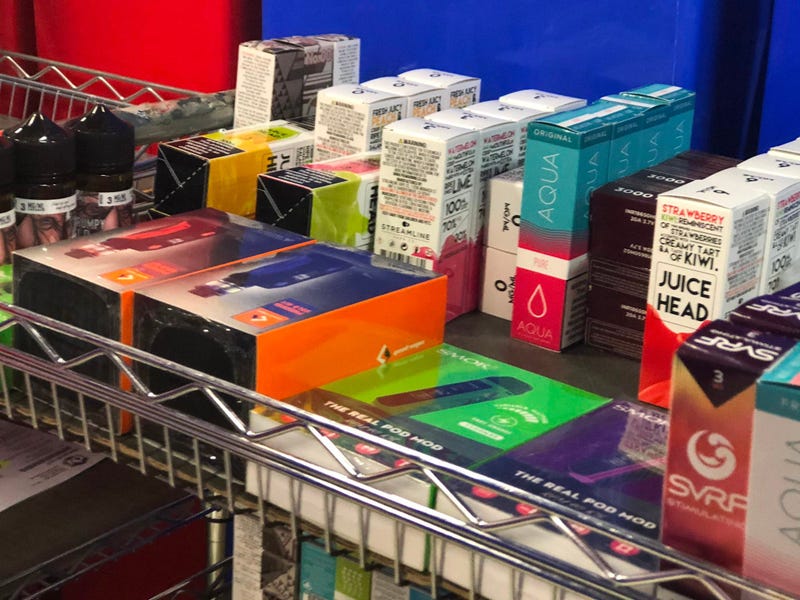 Vaping products in the warehouse of Demand Vape in Buffalo, March 2, 2020 (WBEN Photo/Mike Baggerman)