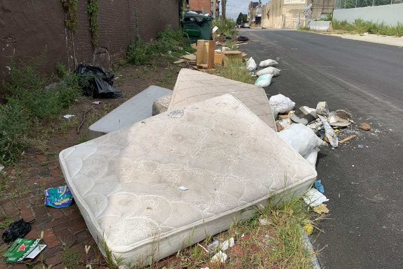 Trash piling up on Venango Street in Philadelphia