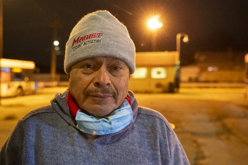 Gonzalo Garcia, stands near the scene where he was attacked by students while he was selling food, Tuesday, Dec. 7, 2021. Brenda Correa, 16, is helping Garcia by setting up a GoFundMe to help with medical costs and anything else related to his attack.