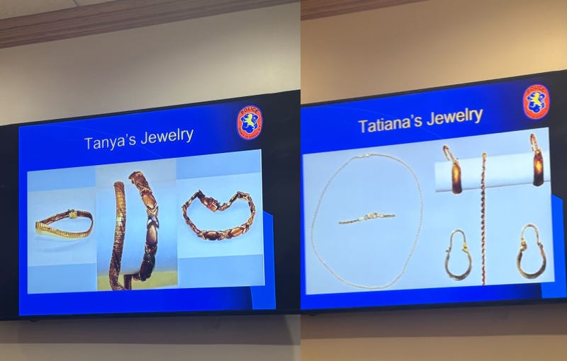 Jewelry found with the bodies of Tanya Denise Jackson and Tatiana Marie Dykes.