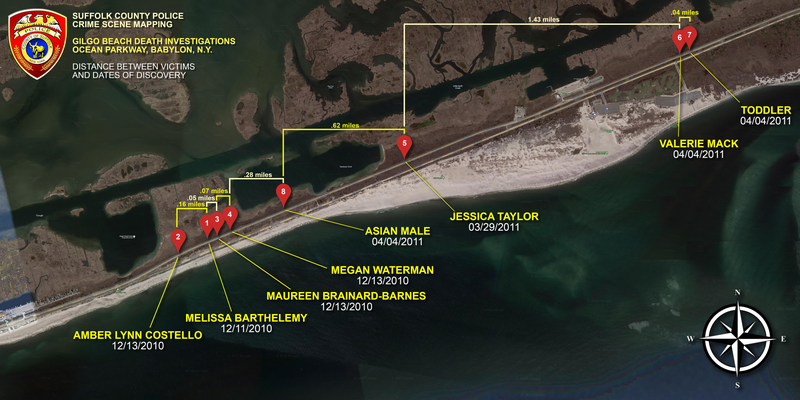 A crime scene map released by Suffolk County Police