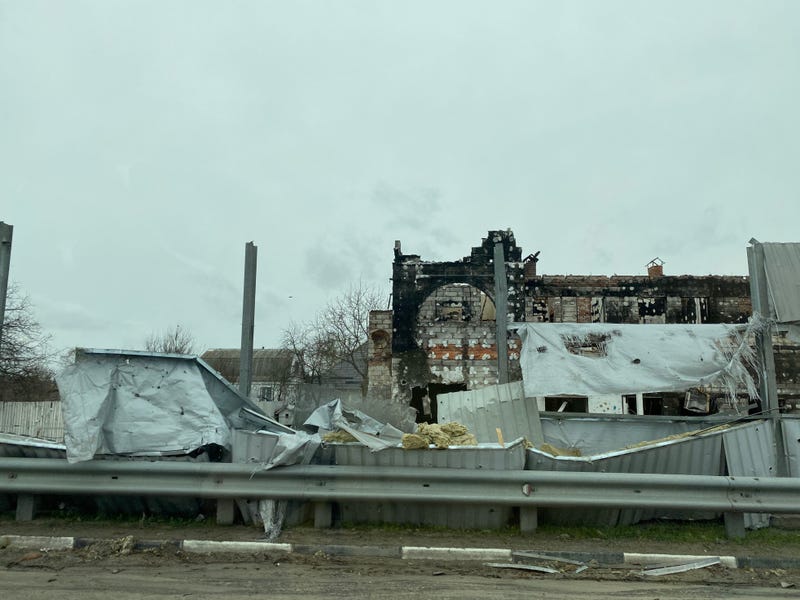 The destruction left by Russian troops making their way through Ukraine. 