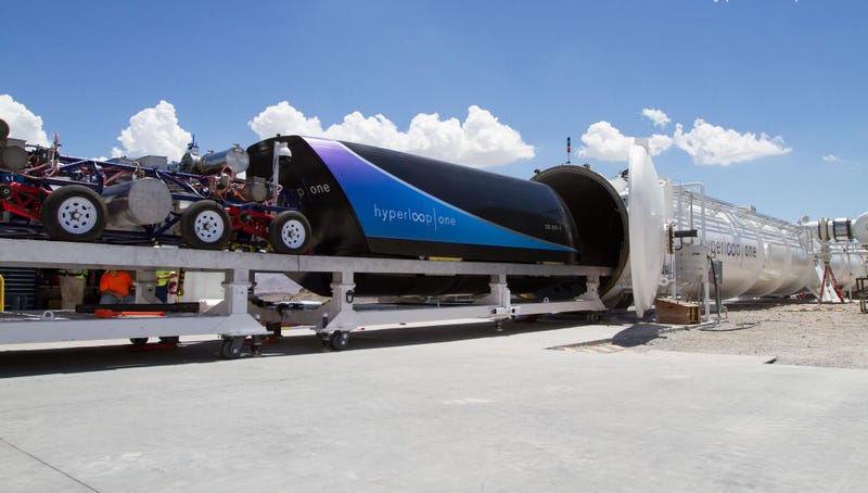 Virgin Hyperloop test site with pod and tube