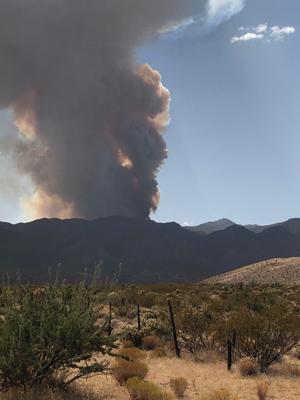 Distant view of the Virgin Mountain Fire in Mesquite on 9-22-20