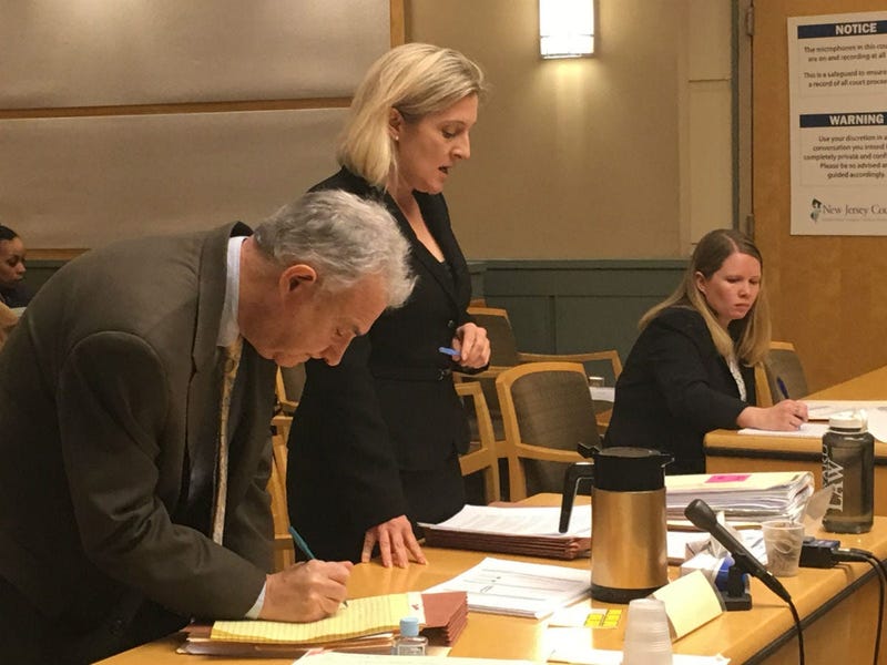 Assistant Prosecutor Elizabeth Vogelsong is shown standing, with defense attorney Kim Schultz seated in the background.
