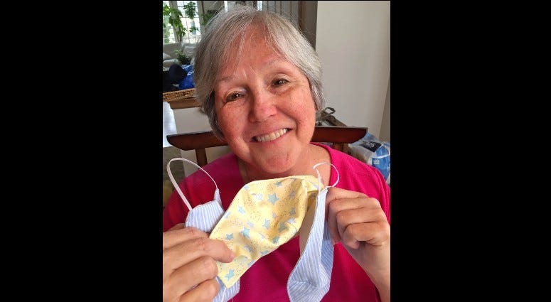 Cheryle Davis of Clarendon Hills has been a volunteer at Brookfield Zoo for 2 years. She is one of the “Merry Mask Makers” who has been sewing masks for animal care staff.