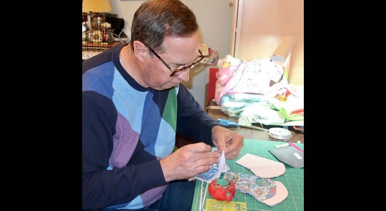 Bill Prescott of Downers Grove has been a volunteer at Brookfield Zoo for 13 years. As one of the “Merry Mask Makers,” he is sewing masks for the animal care staff to wear while working at the zoo.
