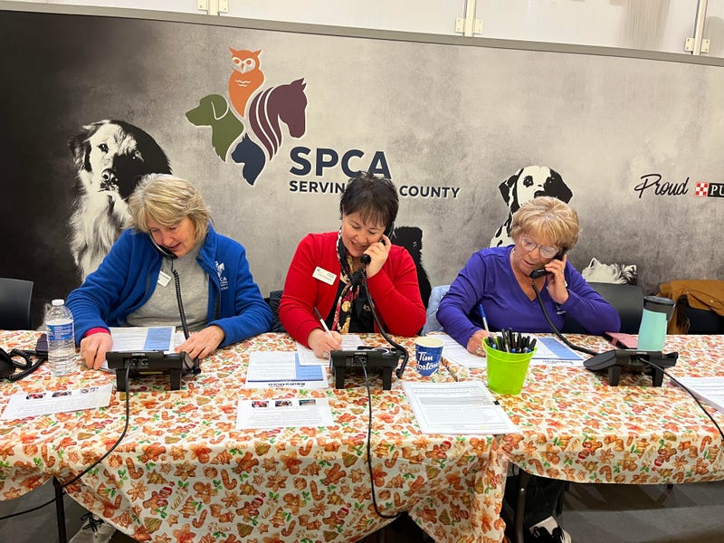 Volunteers answering phones at the SPCA Serving Erie County