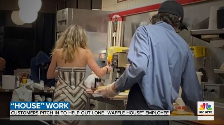 waffle house, restaurant, helping