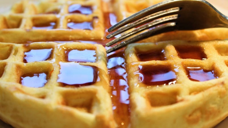 Waffle & syrup closeup