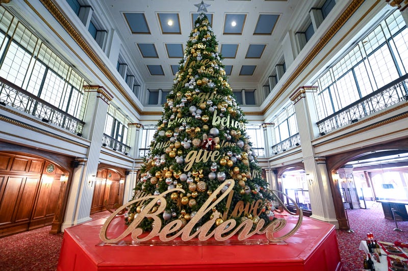 Christmas tree emanating from Walnut Room