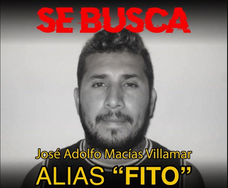 This wanted poster posted on X by Ecuador's Ministry of Interior on Jan. 9, 2024, shows José Adolfo Macías Villamar, alias Fito, the leader of Los Choneros gang.