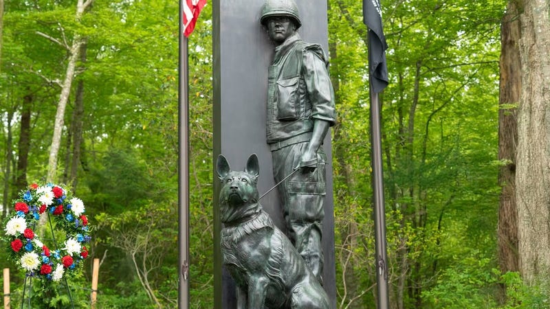 The Rhode Island Veterans Memorial Cemetery hosted a dedication ceremony for the War Dog Memorial to honor the animals that have assisted soldiers in the line of duty over the years.