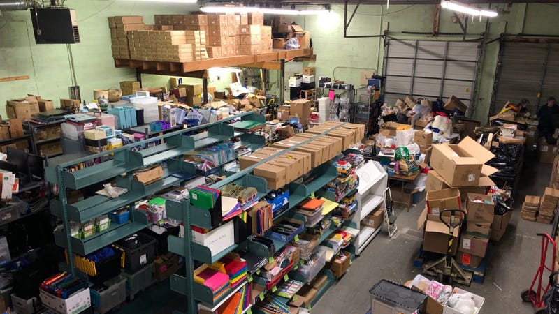 School supplies being given free to selected Delaware County teachers by Teachers' Teammates.