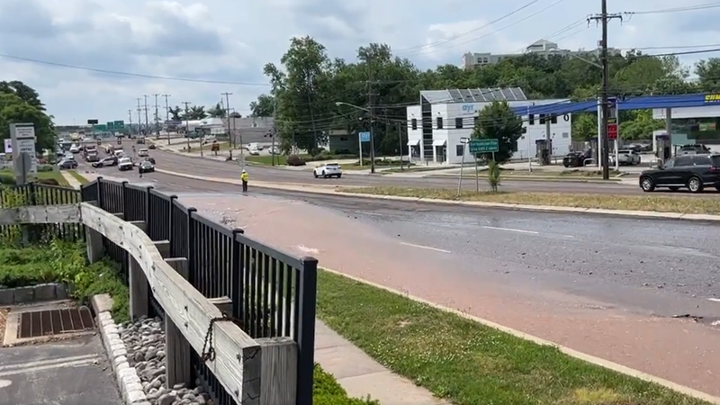large water main break on Germantown Pike near Plymouth Meeting Mall