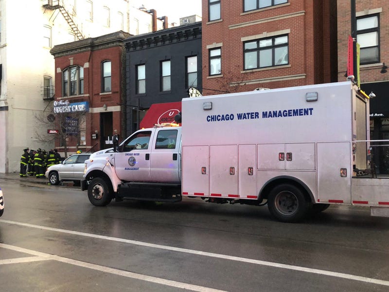 Water main break on North Halsted between 64 and West Willow. Chicago Water Management, Chicago Fire Department and Chicago Police are on scene.