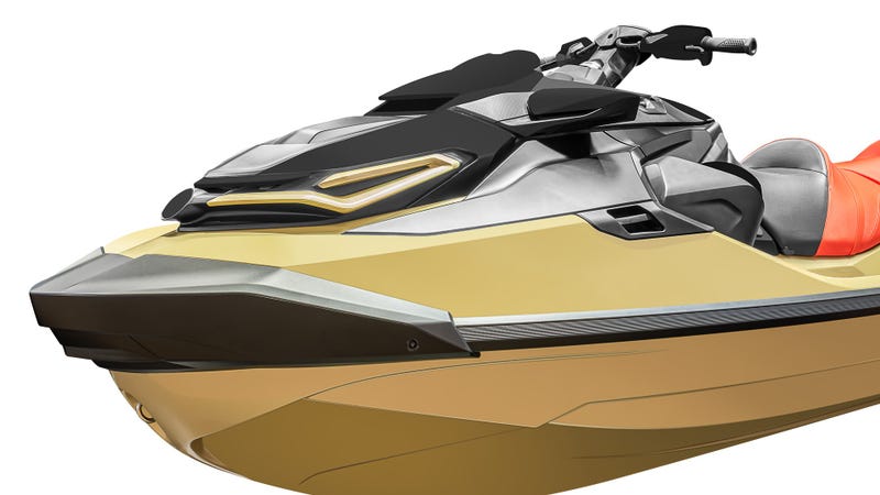 Golden watercraft isolated on white background - stock photo