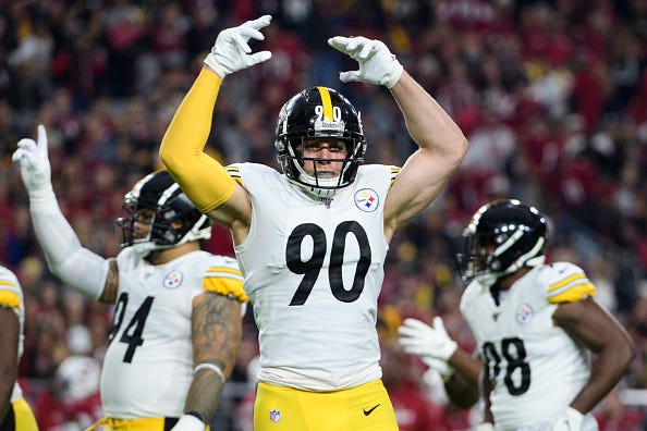 T.J. Watt celebrates a big play with the Steelers. 
