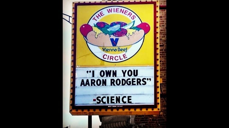 'I own you': The Wiener's Circle pokes fun at Aaron Rodgers COVID diagnosis