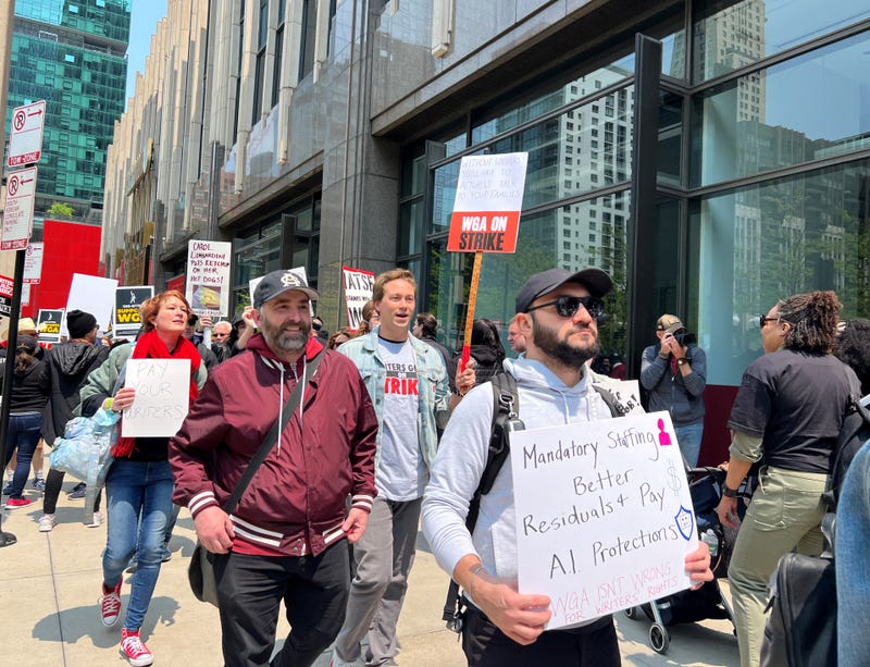 WGA demonstration outside NBC Tower