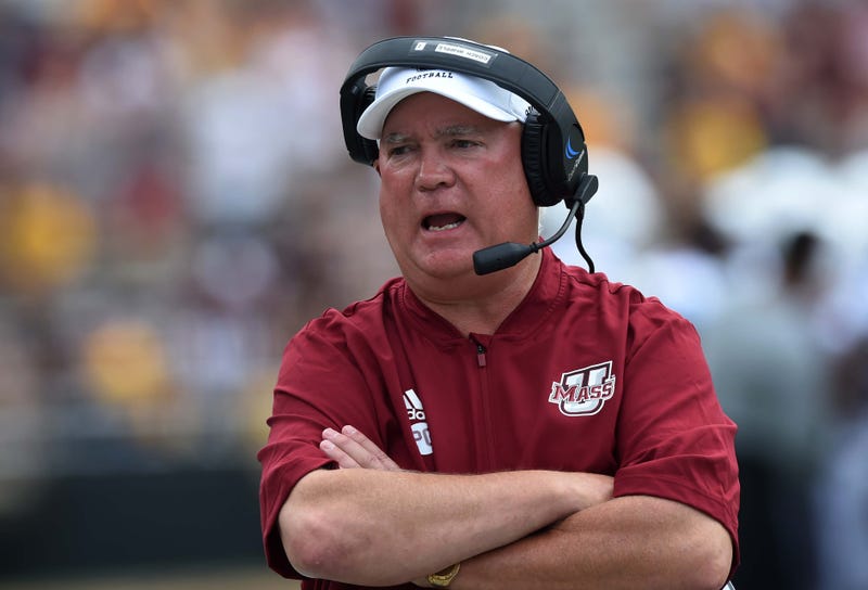 Sep 1, 2018; Chestnut Hill, MA, USA; Massachusetts Minutemen head coach Mark Whipple on the sidelines during the second half against the Boston College Eagles at Alumni Stadium. Mandatory Credit: Bob DeChiara-USA TODAY Sports