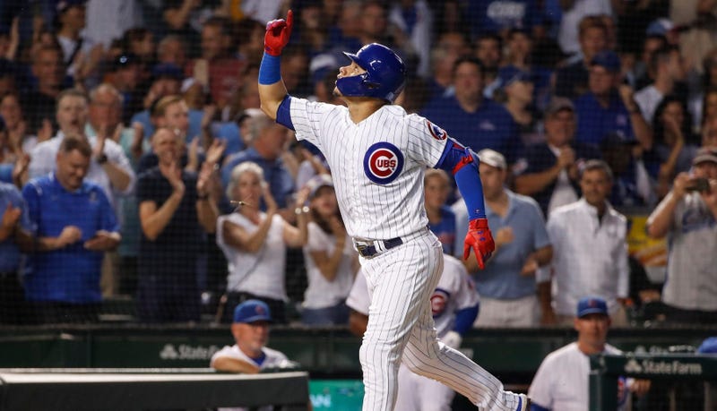 Cubs catcher Willson Contreras rounds the bases after homering.