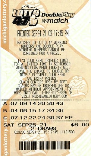 winning lottery ticket