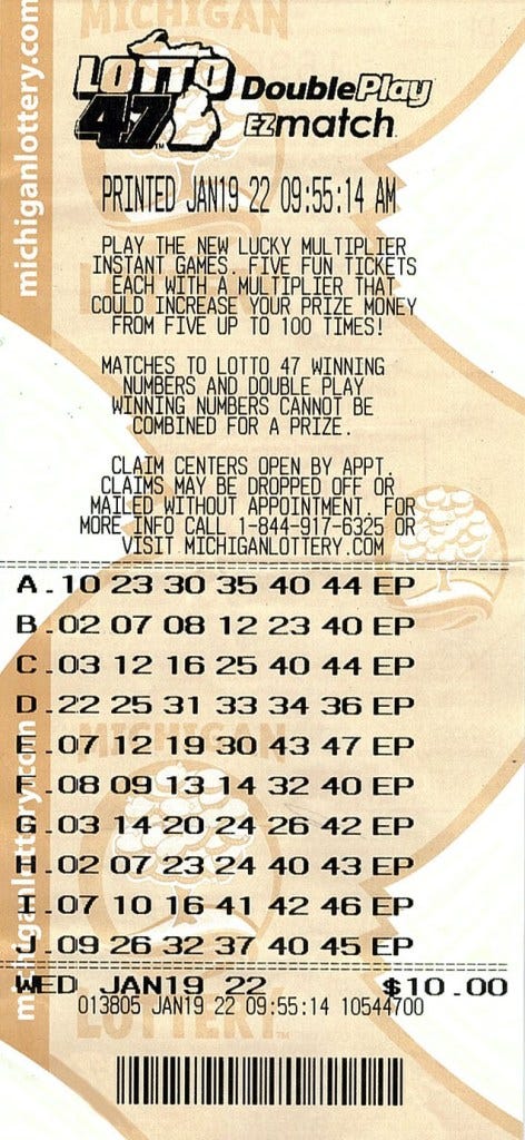 winning lottery ticket sold in Warren