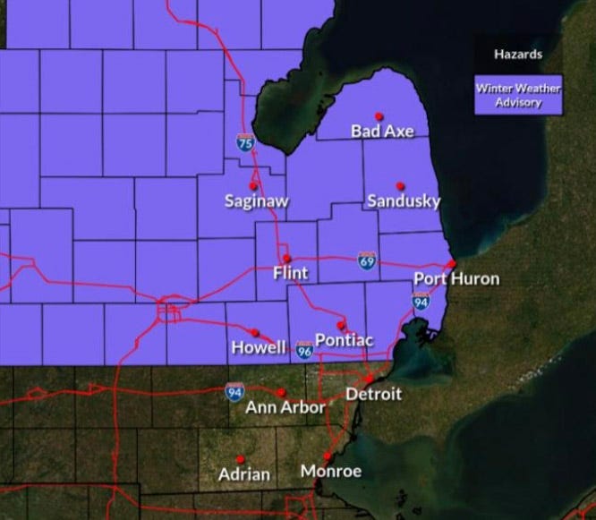 Winter Weather Advisory map