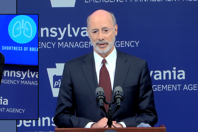 Governor Tom Wolf during a briefing on Monday April 6, 2020