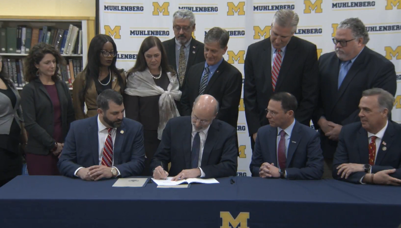 Tom Wolf is joined by AG Shapiro and Rep. Mark Rozzi