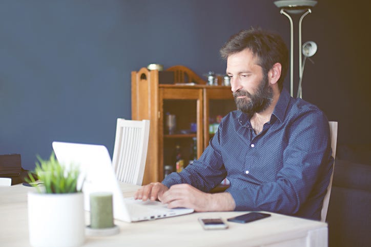 Male working from home