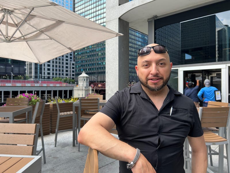cafe worker on patio