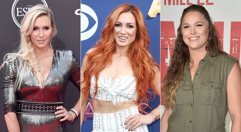 From left, Charlotte Flair, Becky Lynch and Ronda Rousey